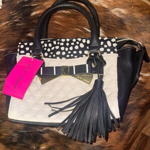 Betsey Johnson Black and White Quilted Satchel